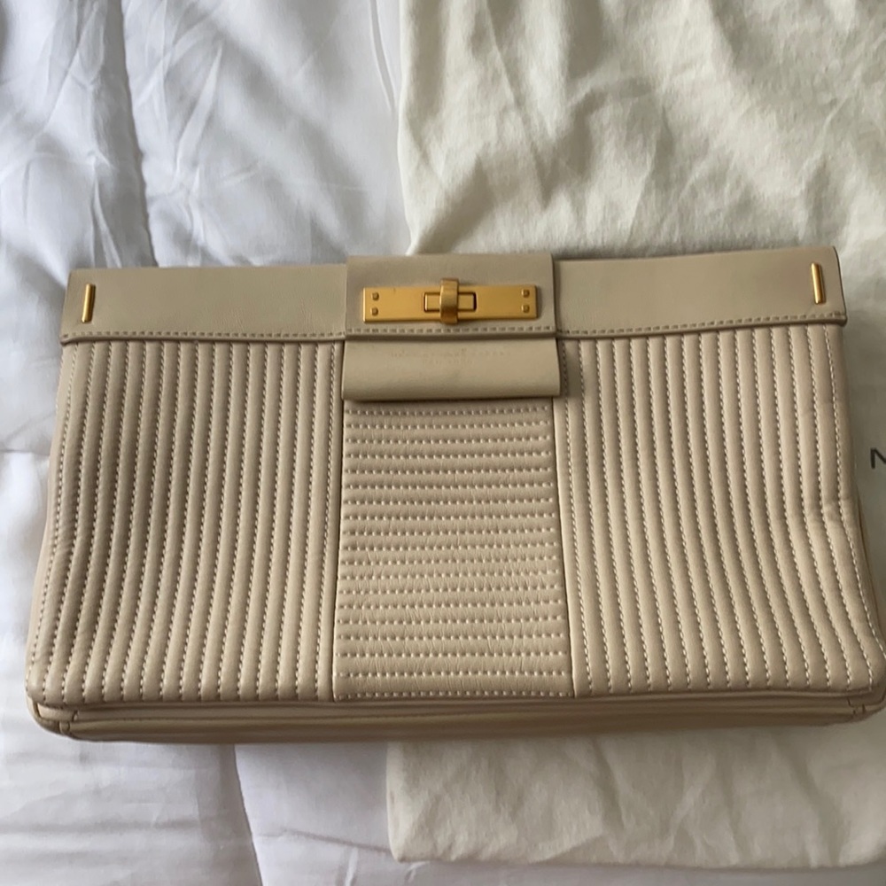 Marc Jacobs Cream Clutch with Gold Accents